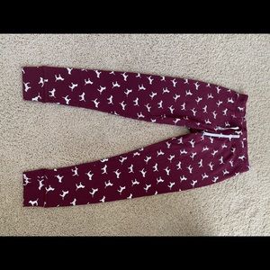 PINK Victoria's Secret Burgundy Pajama Pants with White Dog Print